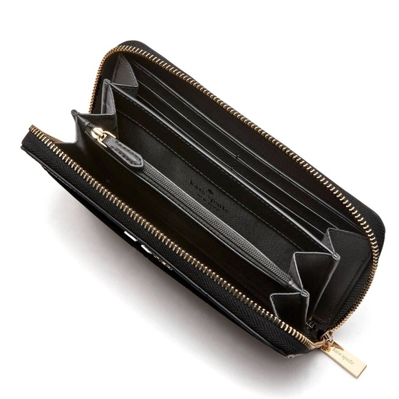 Kate Spade Madison Colorblock Sarafino Leather Black and Cream Wallet - Picture 2 of 7